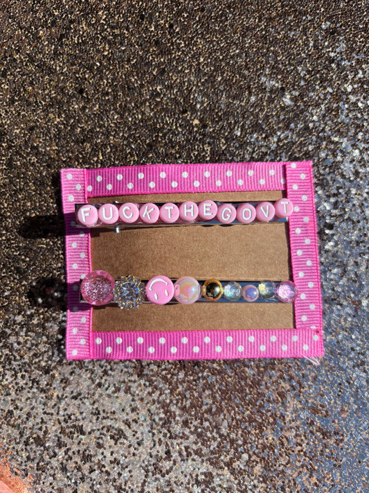 “Fuck The Gov’t” Metal Hair Clips